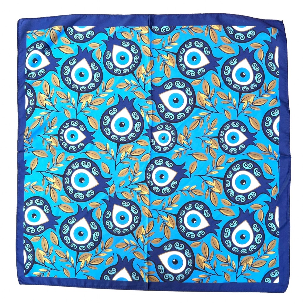 Evil Eye Good Luck Tulip Scarf, 18”x18”